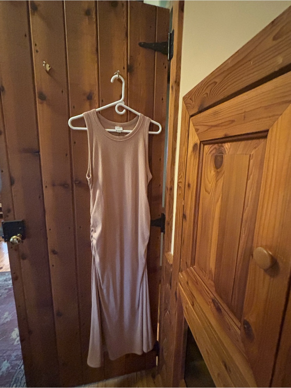 Sleeveless Midi Tank Dress in tan